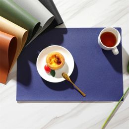 Table Mats Lychee Grain Leather Placemat Waterproof Oil-Proof Heat Insulation Pad Home El Western Meal Mat Double-Sided