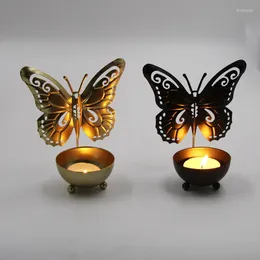 Candle Holders Classical Butterfly Holder Home Decoration Crafts Modern Style Living Room Tabletop Ornament Metal Candlestick Desk Decor