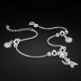 Anklets Boho Anklet Foot Chain Summer 925 Sterling Silver Pendant Charm Anklet Sandals Barefoot Beach Foot Bridal Beach Party L46