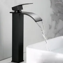 Bathroom Sink Faucets Factory Supplier 304 Basin Faucet With Black Waterfall