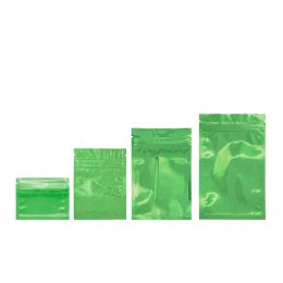 wholesale 100pcs lot Green Aluminium Foil Zip Lock Gift Packing Bags Glossy Resealable Food Storage Bag with Tear Notch on Top ZZ