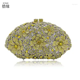 Evening Bags Women's Gold/Champagne Rhinestone Clutch Stone Handmade Beaded Purse Party Handbag For Wedding