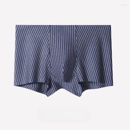 Underpants Men's Panties Striped Printed Boxershorts Soft Modal Cotton Seamless Boxer Medium Rise U Convex Pouch Calzoncillo