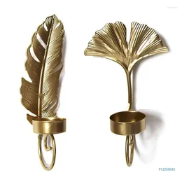 Candle Holders Wall Decorations Leaf Rack Pendant Nordic Style Golden Candlestick Drop