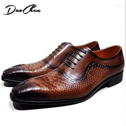 Casual Shoes Men's Oxford Coffee Black Snake Print Formal Mens Dress Office Wedding Leather Men