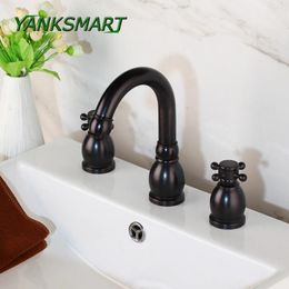 Bathroom Sink Faucets YANKSMART Style Basin Faucet Black 3 Hole Deck Mounted Cold Vintage Mixer Tap