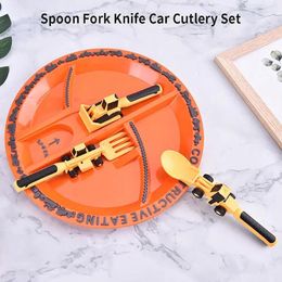 Dinnerware Sets 1set Kids Dining Tool Set PP Spoon Fork Knife Car Cutlery Dinneractive For Children Gifts Baby Eco Friendly Kitchen Tools