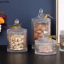 Storage Bottles Dragonfly Decorative Jars And Lids Crystal Glass Jar Candy Pot Tea Canister Cosmetic Container Jewelry Organizer Boxes