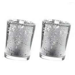 Candle Holders Glass Tealight Holder Votive Cup Wedding Containers 2pcs Silver