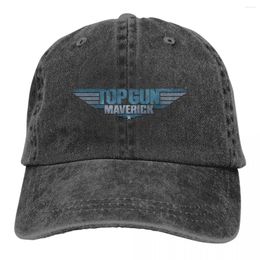 Ball Caps Vintage Top-Gun-Logo Baseball Unisex Style Distressed Washed Headwear Outdoor All Seasons Travel Adjustable Fit Hat