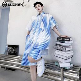 Men's Tracksuits LUZHEN Stripe Pattern Design Short Sleeved Shirts Two-piece Sets Summer Original Personality Trendy Elegant Shorts LZ2386