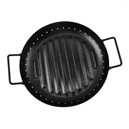 Pans Grill Tray Basket Durable With Handle Topper For BBQ Restaurant