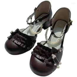 Dress Shoes Kawaii Tea Party Lolita Pearl Lace Sweet Girls Lolitas Anime Cosplay Goth Mid Heel Summer Women Elegant Student Sandals