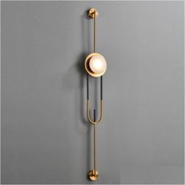 Wall Lamps Modern Golden Hardware Simple Living Room Led Lighting Lamp Marble Bedroom Decoration Drop Delivery Dhflq