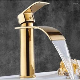 Bathroom Sink Faucets Gold Basin Faucet Brass Single Handle Cold And Lever Mixer Copper Deck Mounted High Quality