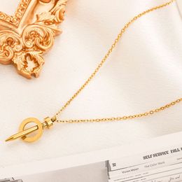Designer 18K Gold Plated Necklaces Choker Necklace Collares Punk Vintage Chunky Circle Pendant Chain for Women Jewelry Accessories