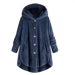 Women's Knits Winter Warm Jacket Fashion Hoodies Women Button Tops Hooded Loose Cardigan Coat Streetwear Sweatshirt