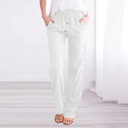 Women's Pants Casual Cotton Linen White Colour Vintage Loose Harem 2024 Summer High Waist Straight Harajuku Female