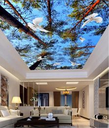 Wallpapers 3d Ceiling Murals Wall Paper The Blue Sky Trees Painting Decor Po Wallpaper For Living Room Walls 3 D