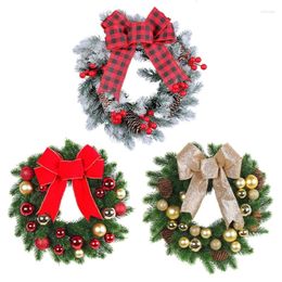 Decorative Flowers Exquisite Christmas Wreath With Bow Perfect For Indoor And Outdoor Decorations Spread Holiday Cheer In Public Place 87HA