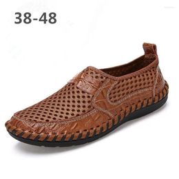 Casual Shoes Brand Fashion Men Loafers Breathable Mesh High Quality Genuine Leather Driving Male Footwear