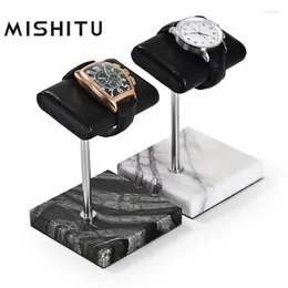 Decorative Plates MISHITU PU Leather Marble Base Watch Display Stand Storage Rack Jewelry Organizer Customizable