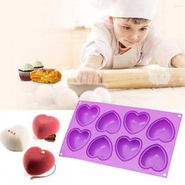 Baking Moulds Heart-shaped Cake Mould 8-grids Heart Shaped Silicone Chocolate For Valentines Day Non-stick Cookie Pastry 3 Years