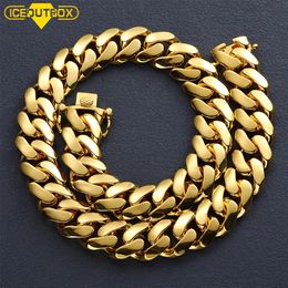 Hip Hop Jewelry 20mm Heavy Luxury 18K Real Gold Plated Custom Solid Cuban Miami Cuban Link Chain Necklace For Men Wholesale240327