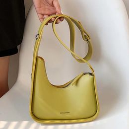 Luxury Crossbody Bags For Women Leather Lemon Colour Shoulder Bag Women Casual Satchels Wide Straps Fashion Bag Handbag 240402