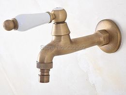 Bathroom Sink Faucets Antique Brass Wall Mount Washing Machine Taps Corner Mop Pool Small Tap Outdoor Garden Cold Water Faucet Lav311