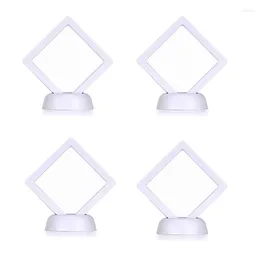 Cluster Rings 4 Pieces Of Challenge Coin Holder 3D Floating Frame With Bracket Anti-Tarnishing Jewellery Box Display Cabinet