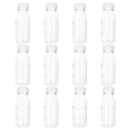 Bowls 12 Pcs Drink Bottle Thicken Plastic Juice Clear Container Beverage Glass Drinking Bottles Lids Packaging Fruit Tea Vial Cups