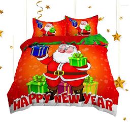 Bedding Sets Christmas Comforter Set Covers With Santa Claus Patterns Microfiber Coverlet Pillowcase Cover