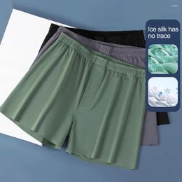 Underpants Men Sleeping Shorts Pyjamas Men's Seamless Ice Silk With Wide Leg Elastic Waistband For Summer Comfort