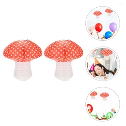 Candle Holders 2 Pcs Room Decor Kids Portable Mushroom Shaped Paper Lantern Birthday Party Child