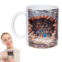 Mugs 3D Bookshelf Mug A Library Shelf Cup Creative Space Design Multi-Purpose Coffee Readers Gifts