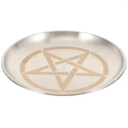 Candle Holders Pentagram Taper Home Accessory Altar Tray Storage Ritual Pentacle Candleholder Decorative Candlestick Plate Iron