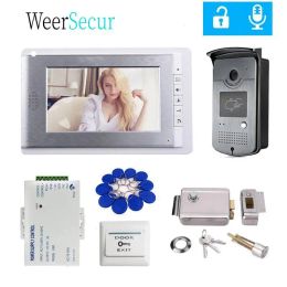 Doorbells FREE SHIPPING Wired 7 Inch Video Door Phone Intercom Doorbell Entry System + RFID Access Camera + Electric Control Lock