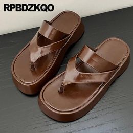 Slippers Slides Shoes Flip Flop Creepers Flats Brown Women Walking Flatforms Muffin Platform Thick Harajuku Sandals Waterproof