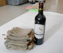 100pcs Jute Wine Bottle Bags 15cmx37cm champagne Bottle Covers Linen Gift Pouches Burlap Hessian Packaging Bag #EXJ67 LL