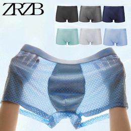 Underpants 6PCS/Lot Boxer Shorts Men Underwear Men's Panties Boxers Ice Silk Mesh Male Sexy Breathable Boxershorts Large Size