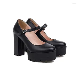 Dress Shoes Oversize Large Size Big High-heeled Round Toe Thick Heel Waterproof Platform Raised Design Simple