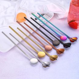 Drinking Straws 1pcs Stainless Drink Straw Spoon Bar Accessories Reusable Long Hand