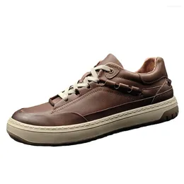 Casual Shoes Genuine Leather Men's Board All Season Lace Up Outdoor Students Walking