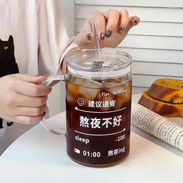 Wine Glasses 1000ML Large Capacity Coffee Mug Double Drink Glass Straw Cup With Lid High Temperature Resistant Drinking Water Drinkware