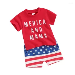 Clothing Sets Pudcoco Independence Day Infant Baby Boy Outfit Short Sleeve Letter Print T-Shirt Toddler Boys Star Stripe Flag Shorts Set