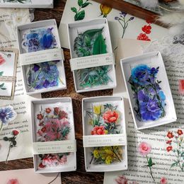 Gift Wrap 40 Pcs PET Flower Plant Stickers Decorative Stick Labels Scrapbooking Material Junk Journal Supplies Creativity DIY