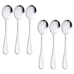 Spoons 6 Pcs Colander Stainless Steel Household Serving Utensils Cucharas Para Postres Slotted Reusable Home Accessory