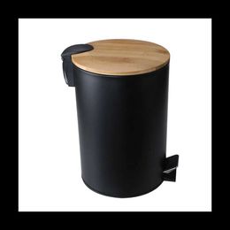 Waste Bins Black Bathroom Trash Can - Small Trash Can with Lid for Bathroom - Stainless Steel Bathroom Garbage Can with Lid L46