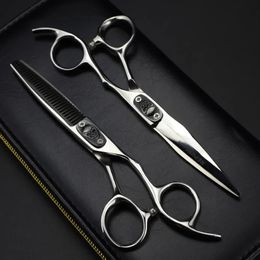 new 2024 professional Japan 440c steel 6 inch Bull head hair cutting scissors haircut thinning barber cut shears hairdressing scissors